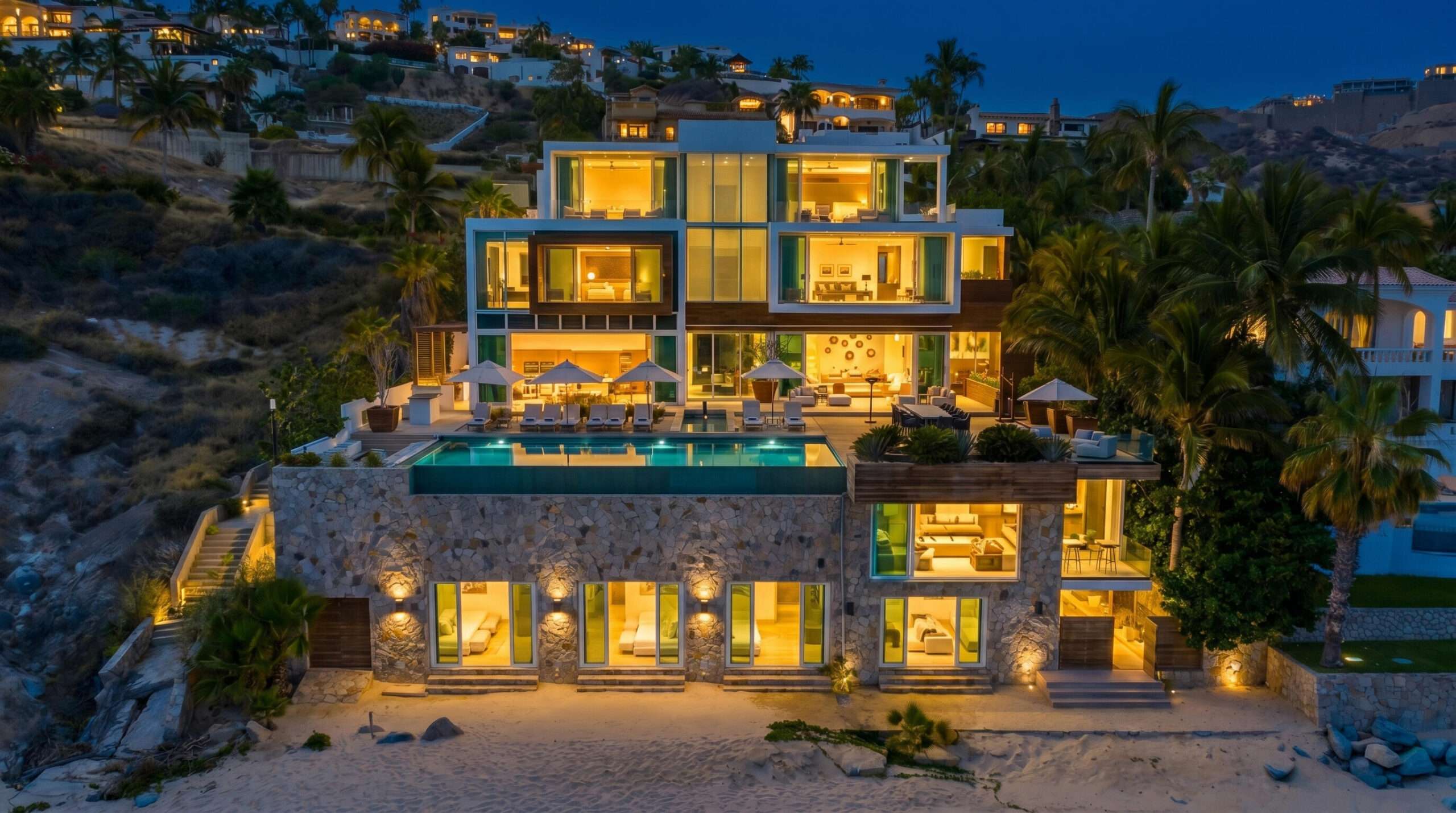 Maravilla Punta Bella Considering all things Casa Mareva may well be the finest residential property currently offered on the Baja market. What truly distinguishes Casa Mareva is its rarity. There is simply no other oceanfront estate in Baja that combines this level of architectural scale, world class amenities, proven rental performance, and one of the most coveted stretches of swimmable coastline in the entire peninsula. Set along this extraordinary shoreline, the estate offers exceptional privacy while being just minutes from the prestigious Palmilla Golf Club, world renowned resorts, fine dining, and luxury amenities. Located within the prestigious gated community of Punta Bella, Casa Mareva captures panoramic – Palmilla Sur SJC, San Jose Corridor, BS